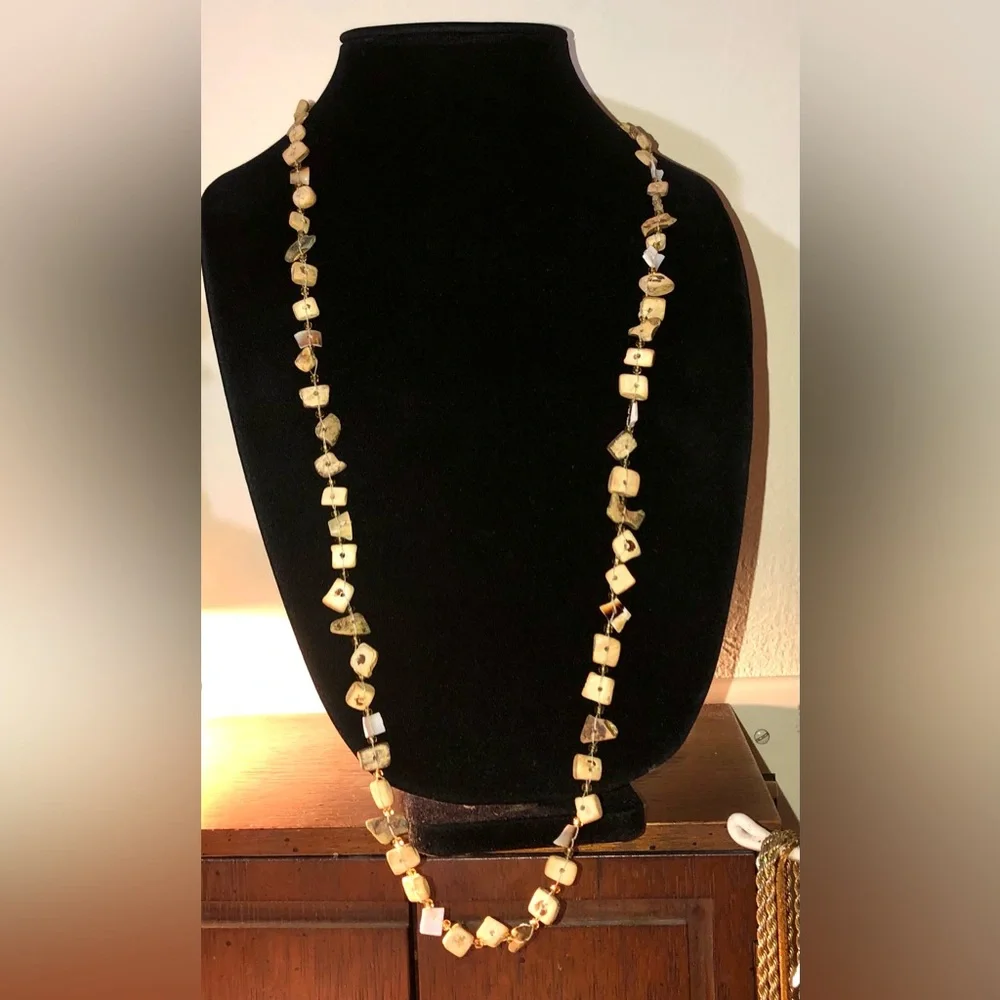 Vintage Driftwood Distressed Wood Beaded Long Strand Necklace MOD Brutalist Edgy - Picture 8 of 11